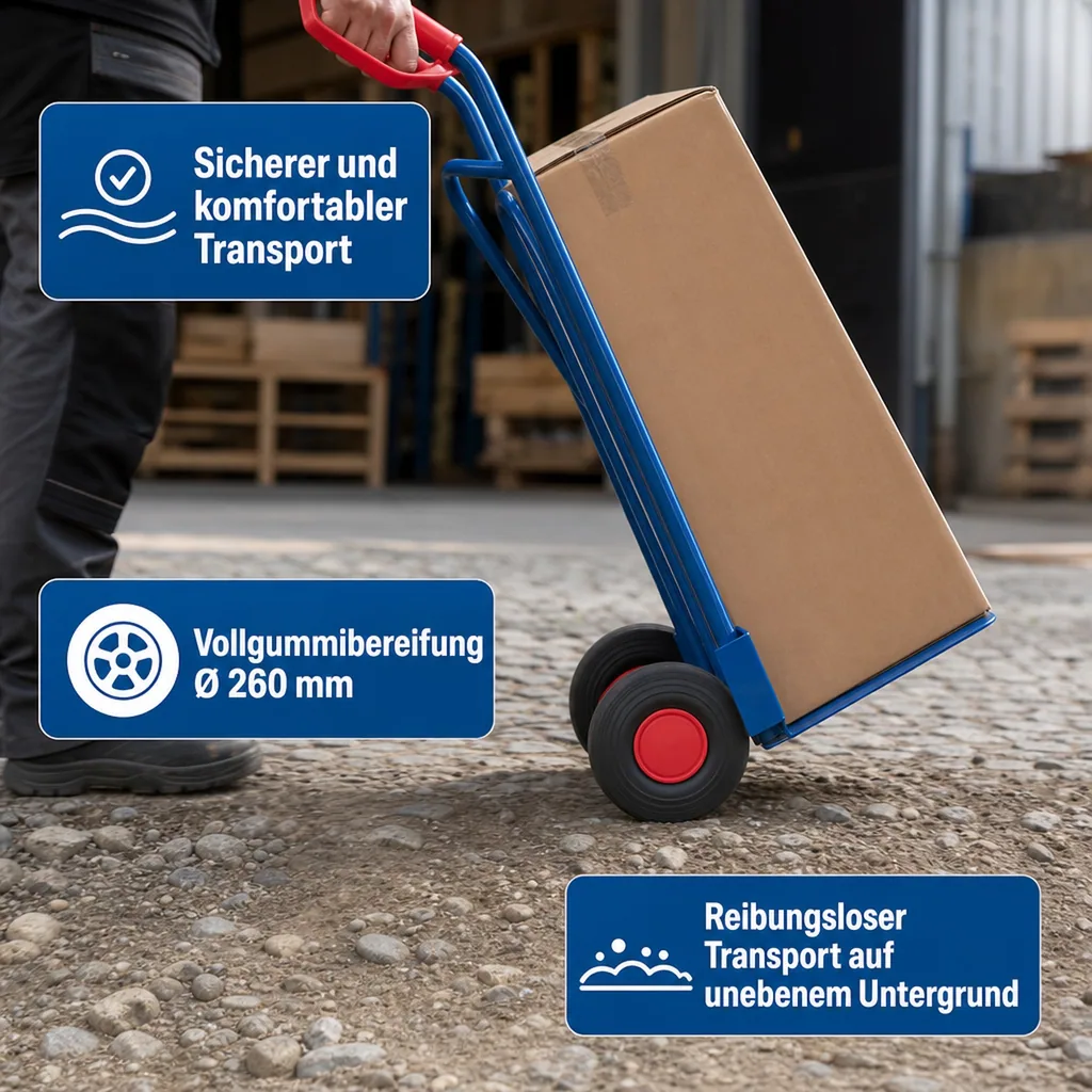 Sackkarre Stahlrohr, 250 kg, Stapelkarre, schmal