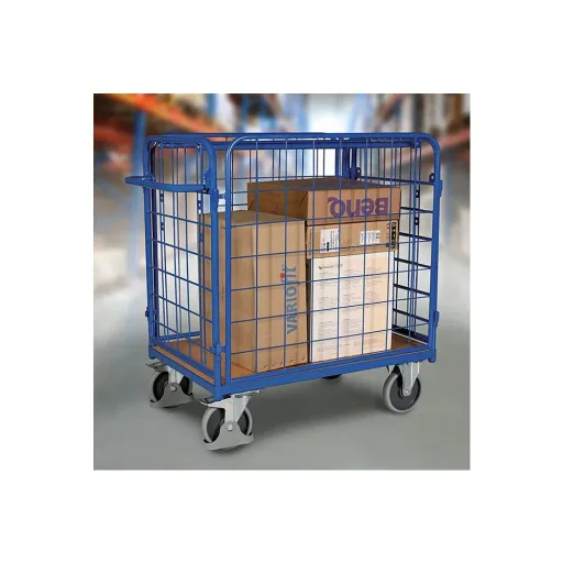 Transportwagen, Vierwandwagen niedrig, 400 kg Traglast, EasySTOP