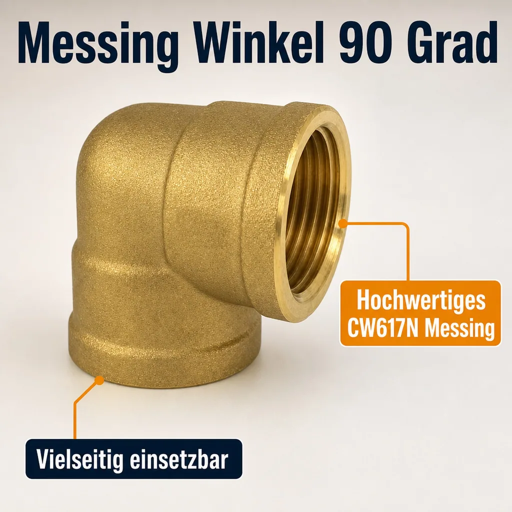 Messing Winkel 90 Grad, Winkel 1/2 Zoll Innengewinde, Messingfitting