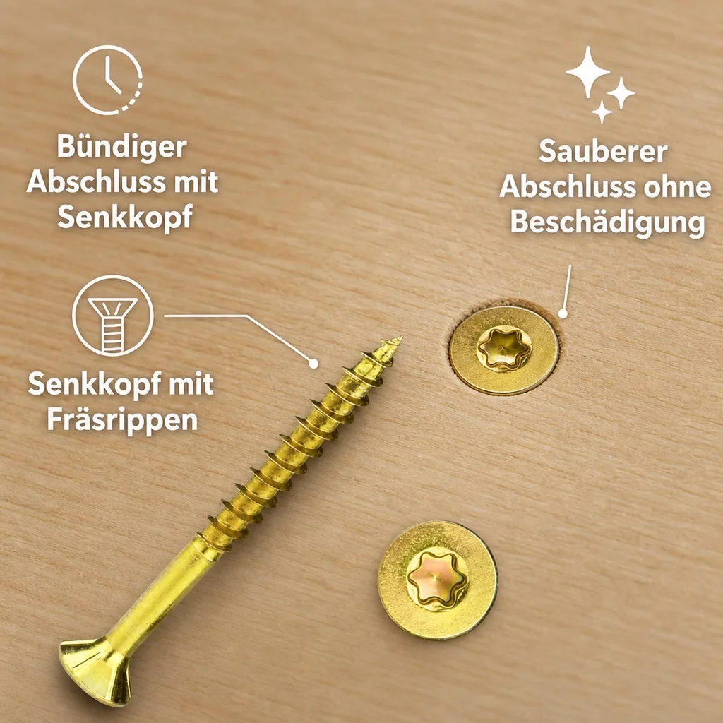 Spanplattenschrauben 3,0 x 45 mm, 1000 Stück, Senkkopf
