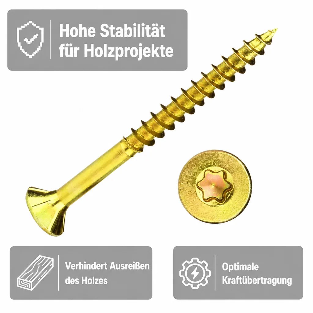 Spanplattenschrauben 3,0 x 45 mm, 1000 Stück, Senkkopf