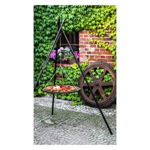 Schwenkgrill, Dreibein Grill 210 cm, Edelstahl Grillrost 60 cm, Gartengrill