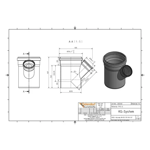 KGEA Abzweig DN/OD 315/160 45 Grad