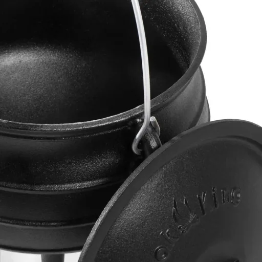 Gusseisenkessel Set, Dreibein Grill, 6L, mit Kurbel, Feuerkessel