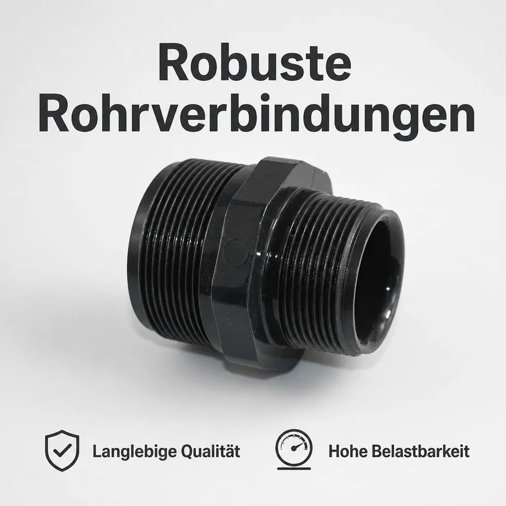 PVC Fittings, Doppelnippel reduziert, PVC Reduzierung 2" x 1 1/2"