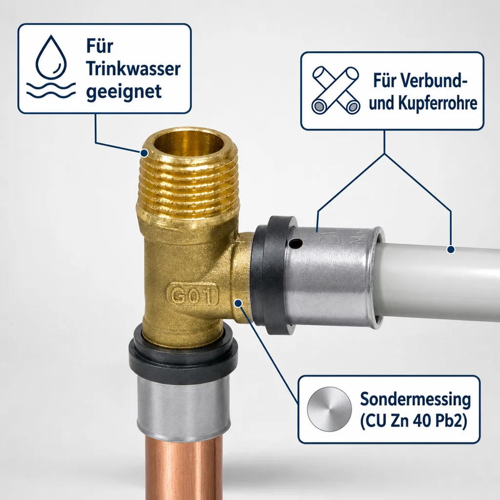Pressfitting Übergangswinkel 32 x 3 - 1" AG