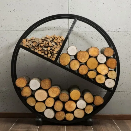 Kaminholzregal Stahl 80 cm, Brennholzregal Modern, Naturstahl