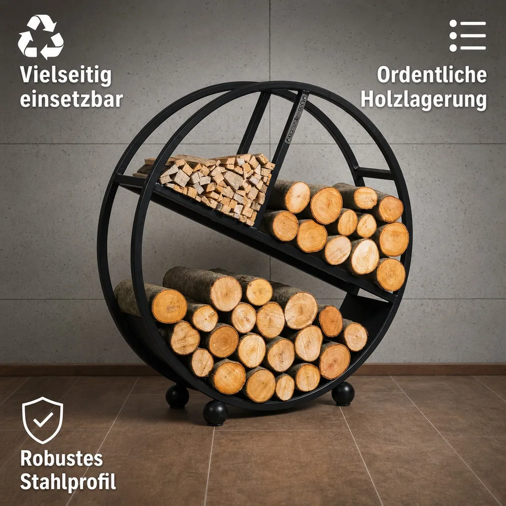 Kaminholzregal Stahl 80 cm, Brennholzregal Modern, Naturstahl