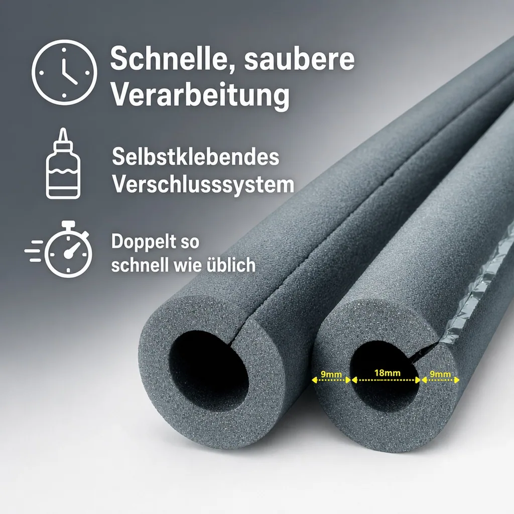 Rohrisolierung 1m Rohr Ø18mm x 9mm, selbstklebend