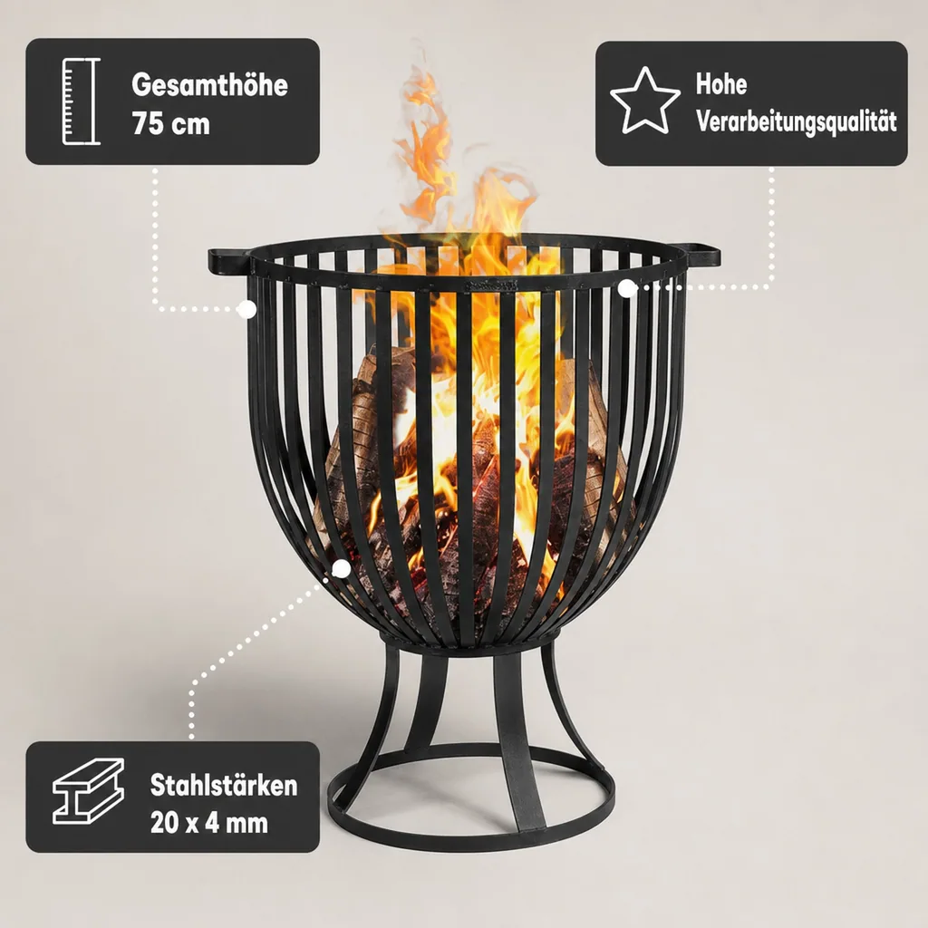 Feuerkorb KATAR aus Naturstahl, 60 cm