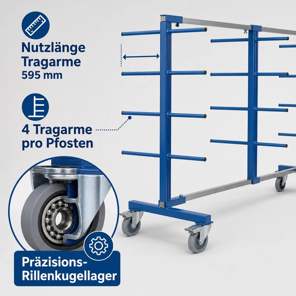 XL-Tragarmwagen einseitig mit 3 Pfosten