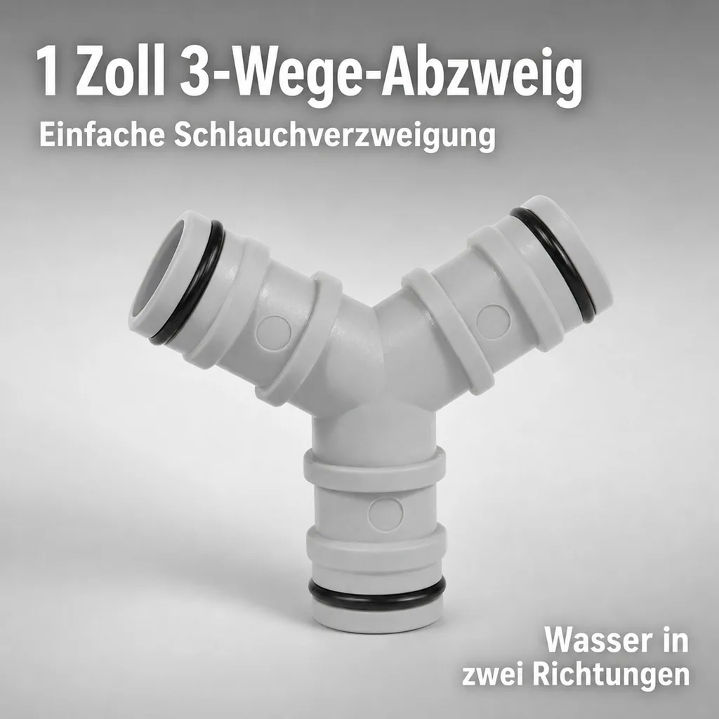 1 Zoll Abzweig, 3 Wege, Schlauchverbinder 1 Zoll