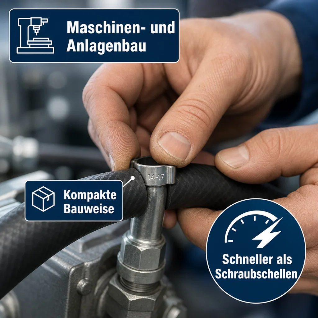 Schlauchschellen, 2 Ohr Klemmschellen 14-17mm, W1 Schellen