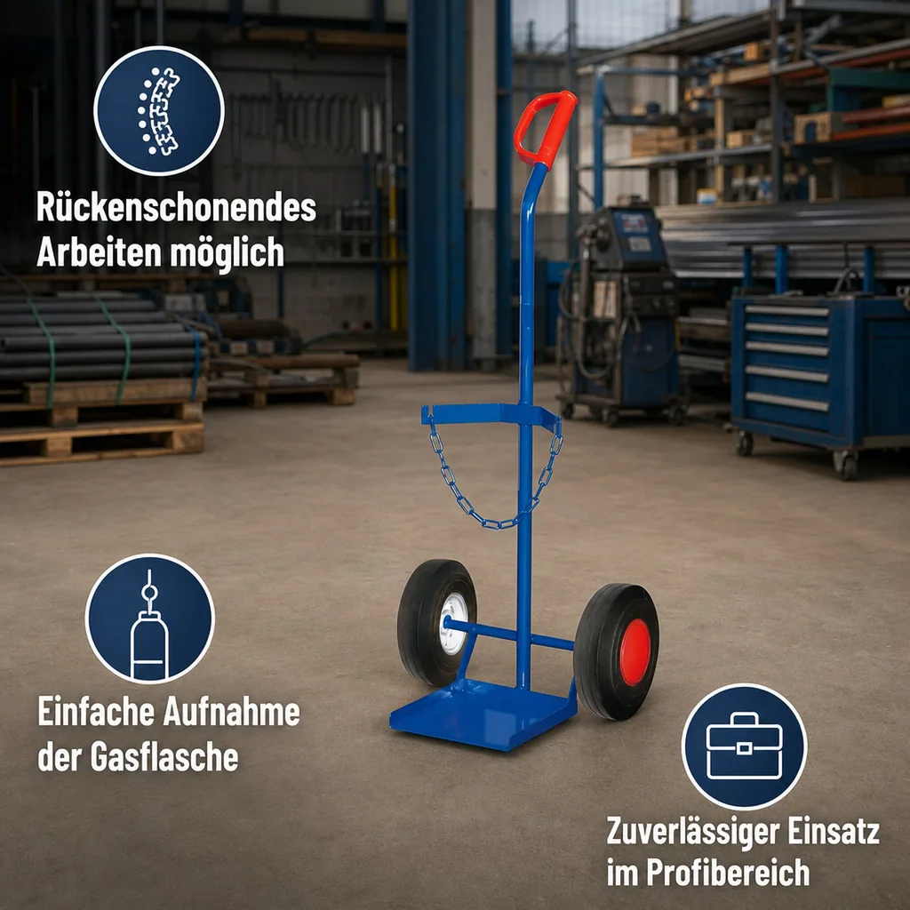 Stahlflaschenkarre, Gasflaschenkarre, Flaschenkarre für 33kg Propanflasche