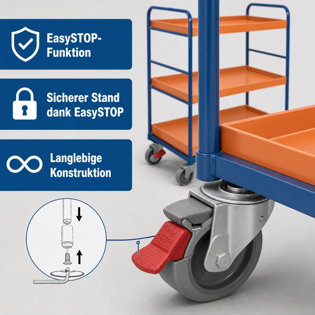 Transportwagen 250 kg, Servierwagen hoch, Etagenwagen Industrie, Tablettwagen