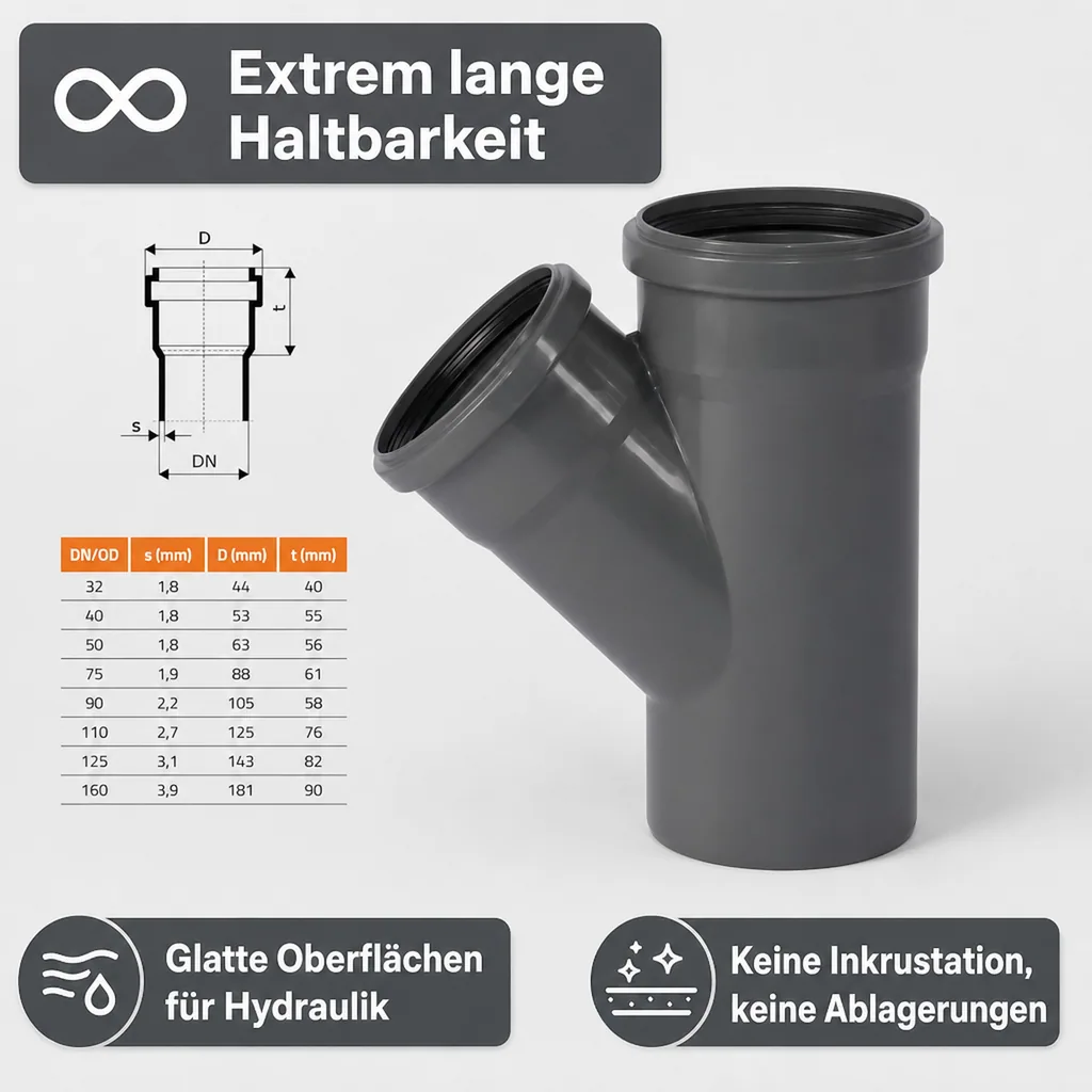 HT Abzweig 125/110, 45 Grad, Abwasserrohr
