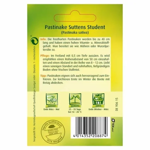 Pastinaken säen, Suttens Student, Saatgut Pastinake