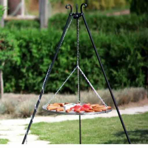 Schwenkgrill, 180cm Dreibein Grill, Edelstahl Grillrost 70cm