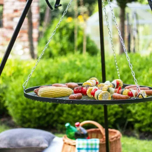 Schwenkgrill, 180cm Dreibein Grill, Edelstahl Grillrost 70cm