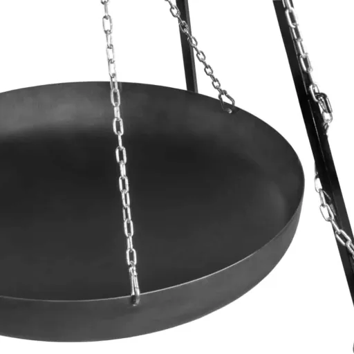 Wok Outdoor, Dreibein Kochstelle, Stahl Wok 60cm, mit Kurbel