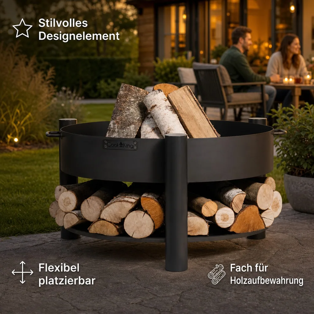 Feuerschale 80 cm, Stahl Feuerschale, Garten, Terrasse