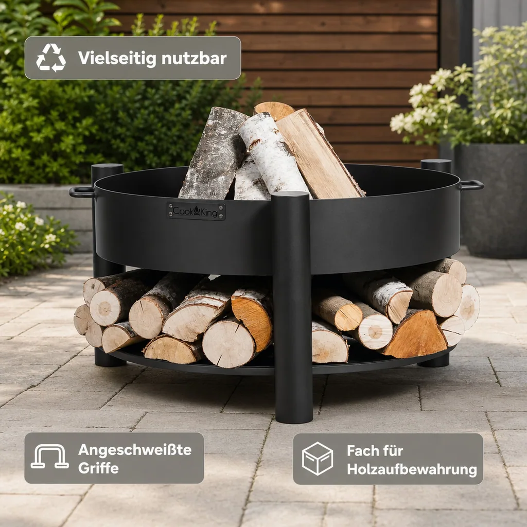 Feuerschale 80 cm, Stahl Feuerschale, Garten, Terrasse