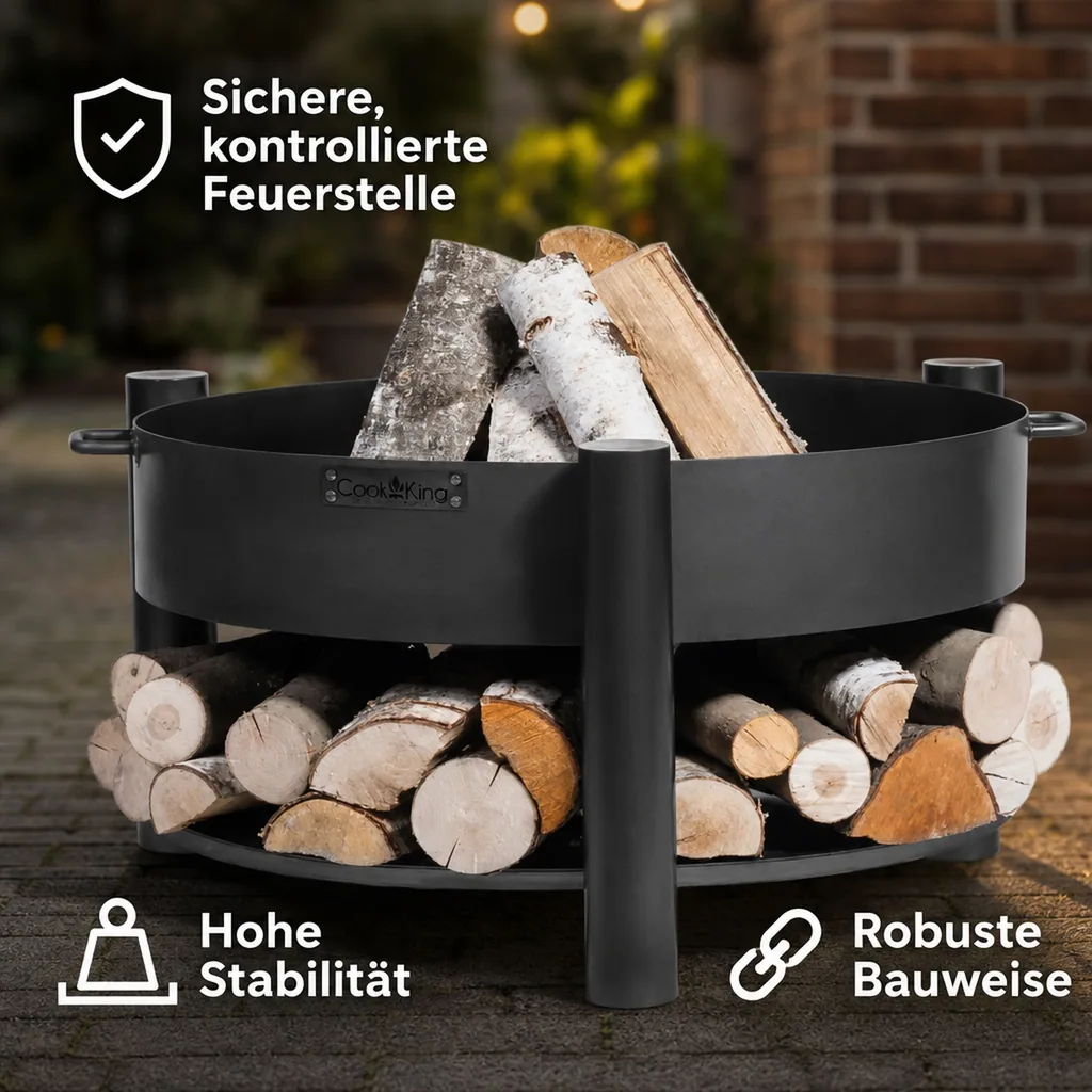 Feuerschale 80 cm, Stahl Feuerschale, Garten, Terrasse