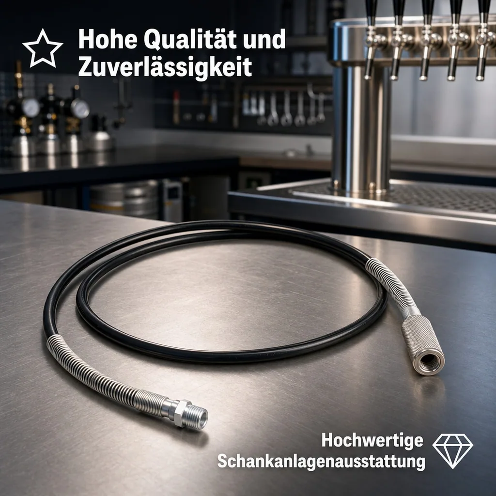 Hochdruckschlauch - CO2 für Schankanlage - 2m Außengewinde und Handanzugsrändelmutter