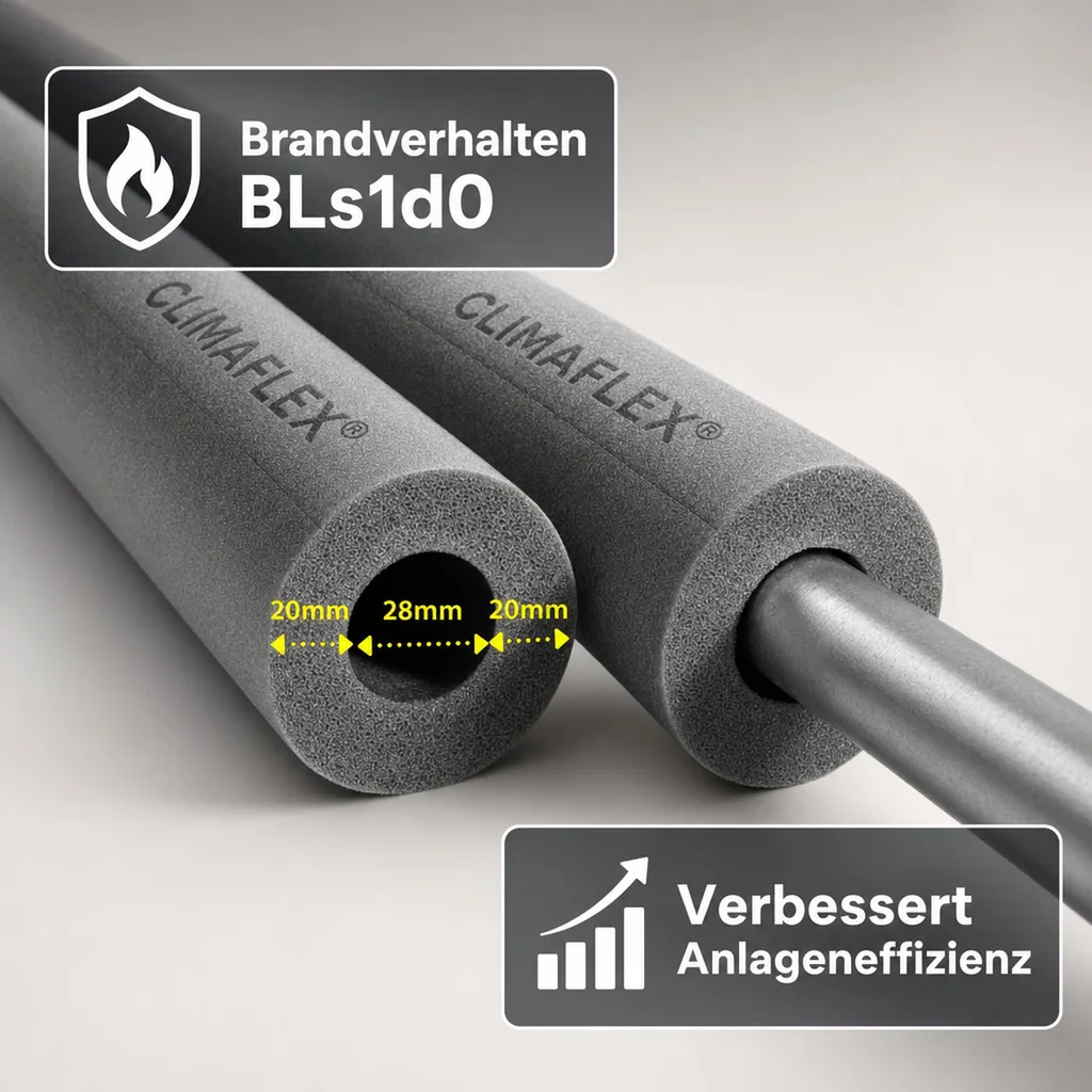 CLIMAFLEX® 2m Isolierschlauch Ø 28 mm x 20 mm Dämmung 50% Cu GEG