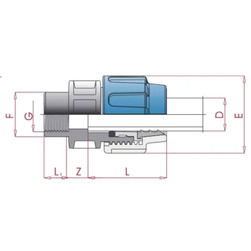 PE Rohr Verschraubung, 32mm x 1 Zoll IG, Klemmfitting für Trinkwasser