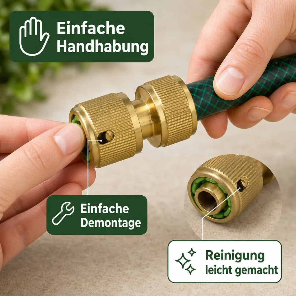Messing Stecksystem 1/2" Zoll Schnellkupplung ohne Wasserstop