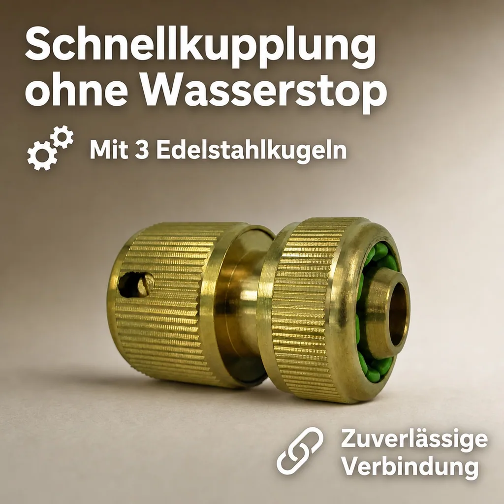 Messing Stecksystem 1/2" Zoll Schnellkupplung ohne Wasserstop