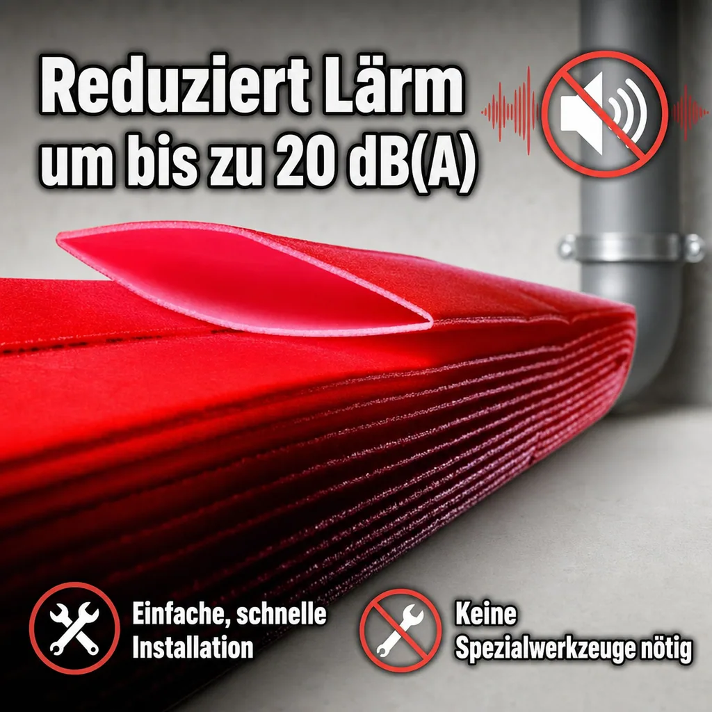 Abflussrohr Stabil Dämmung 10m, 4mm Rohrisolierung 50mm, Schallschutz Abwasserrohr