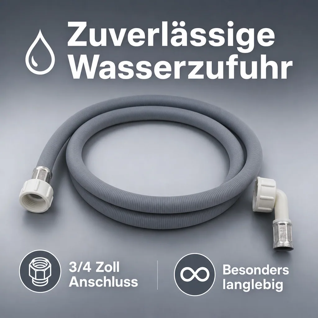 Zulaufschlauch Waschmaschine, Winkel, 3/4 Zoll IG+IG, 1m, EPDM