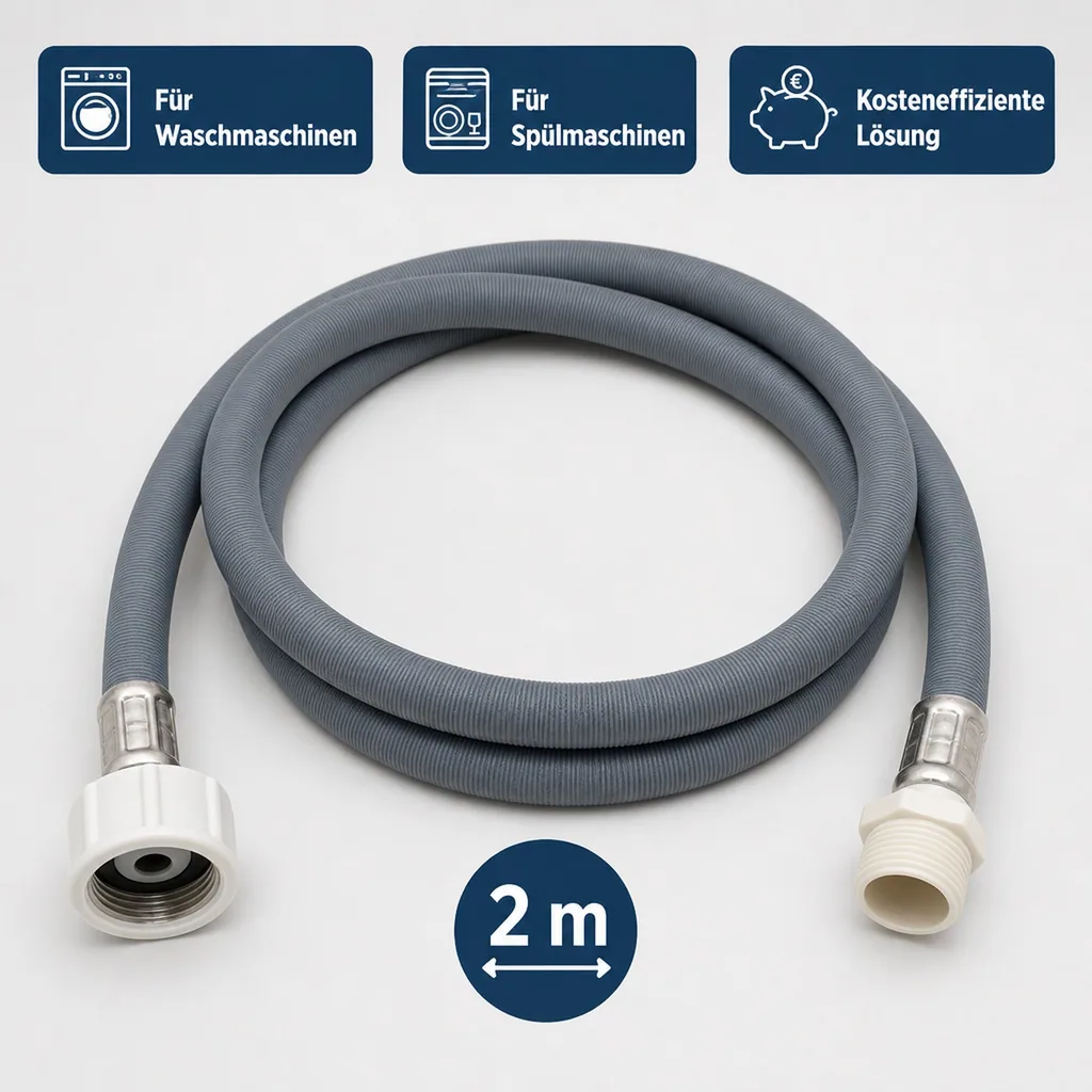 Zulaufschlauch Verlängerung, Waschmaschine/Spülmaschine, 3/4 Zoll IG+AG, 2m