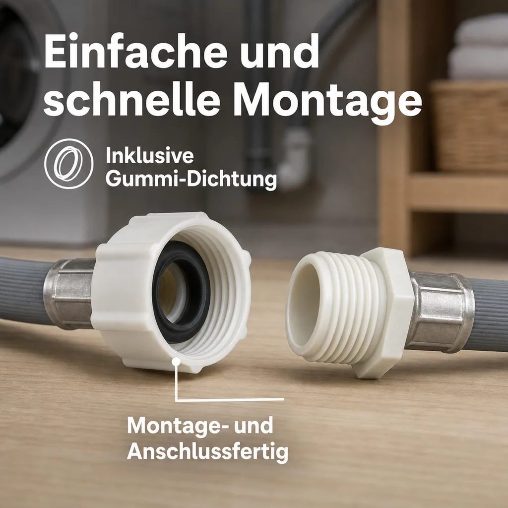 Zulaufschlauch Verlängerung, Waschmaschine/Spülmaschine, 3/4 Zoll IG+AG, 2m