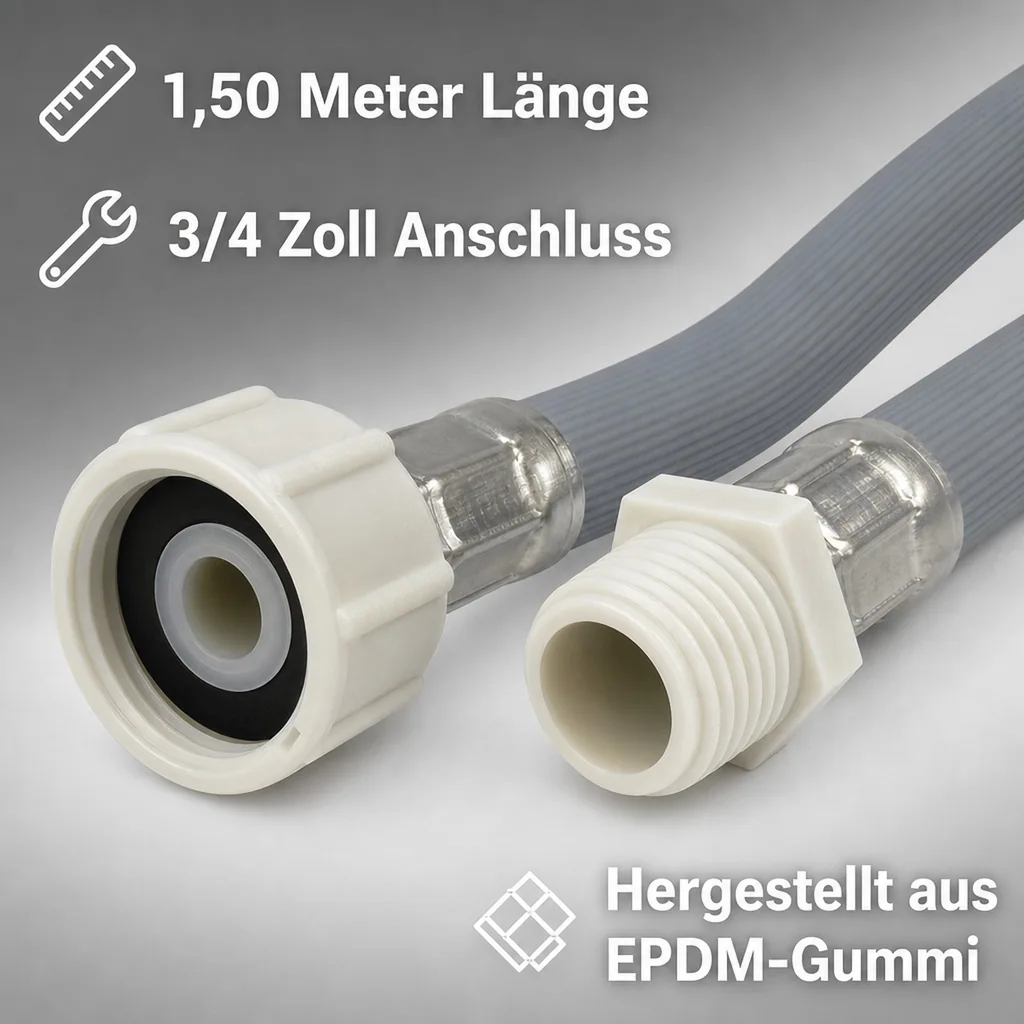 Zulaufschlauch Verlängerung, 3/4 Zoll IG+AG, 1,50 Meter
