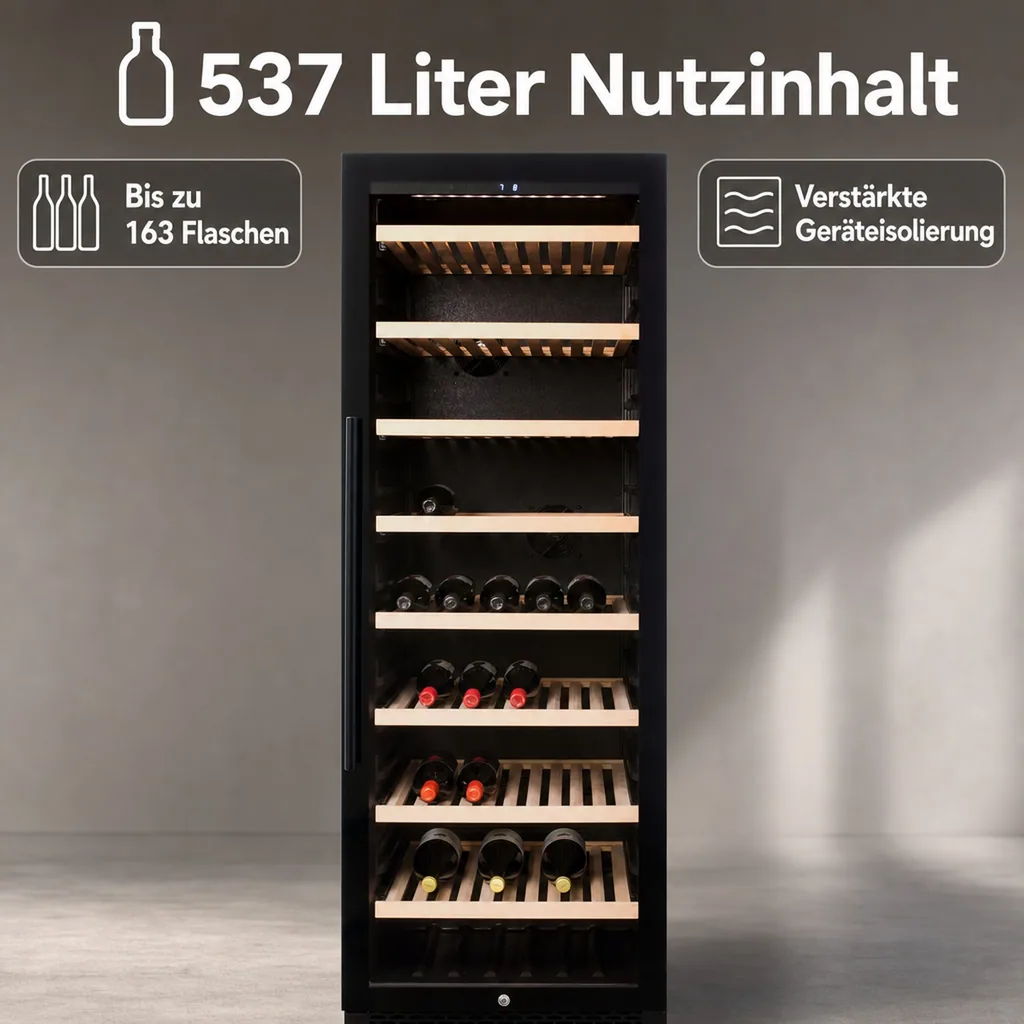 Getränkekühlschrank, Weinkühlschrank - WK162 - 537 Ltr. Nutzinhalt, Glastür, Inverter-Kompressor, Energieeffizienzklasse G