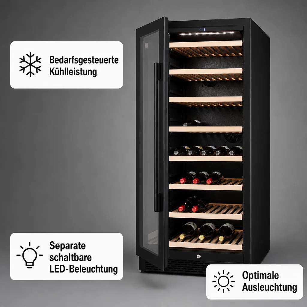 Getränkekühlschrank, Weinkühlschrank - WK162 - 537 Ltr. Nutzinhalt, Glastür, Inverter-Kompressor, Energieeffizienzklasse G