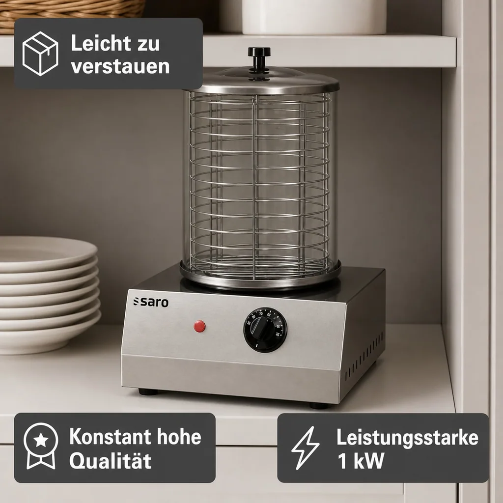 Hot Dog Maker, Bockwurstwärmer, Würstchenwärmer, Hot Dog Steamer - Modell CS-100, Multifunktionaler Edelstahl-Wärmer für perfekte Hot Dogs und mehr