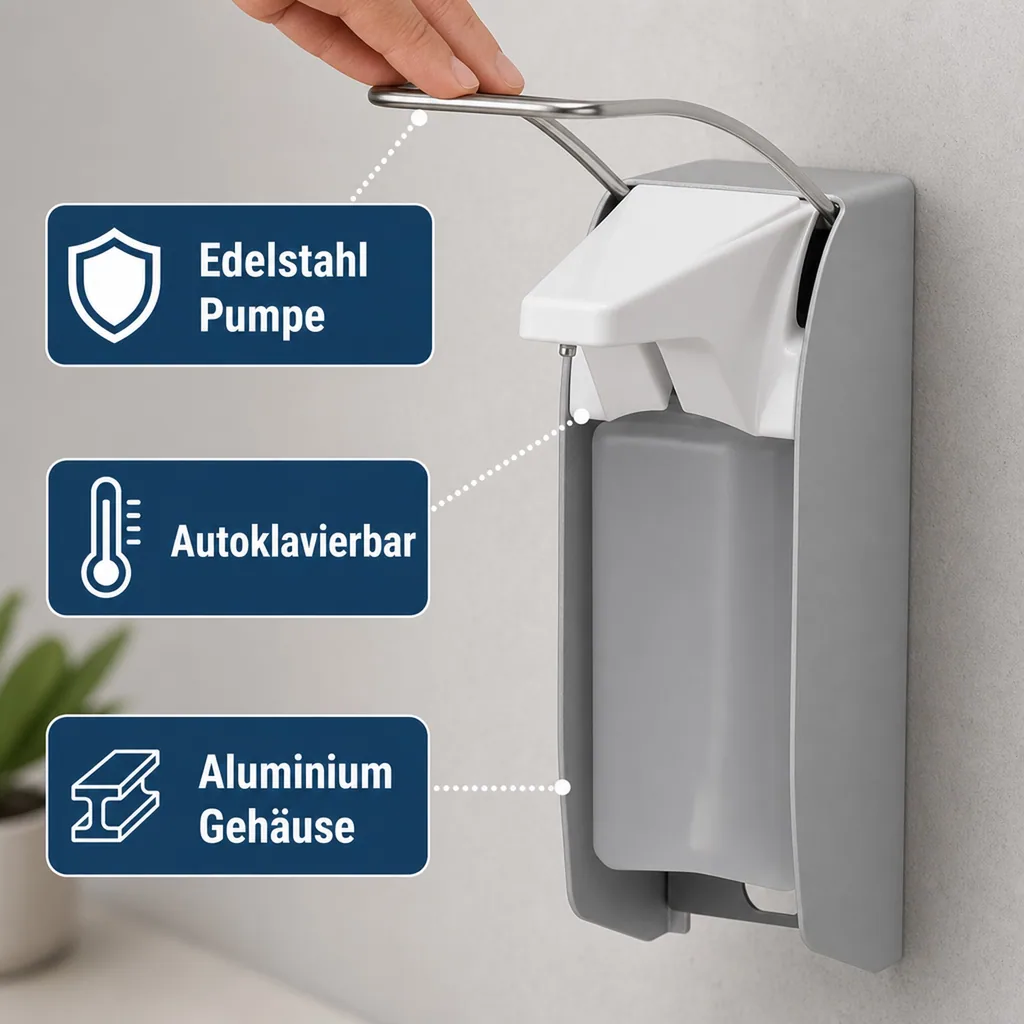 Desinfektionsspender/Seifenspender - LH 500ml Aluminium, ingo-man plus Version