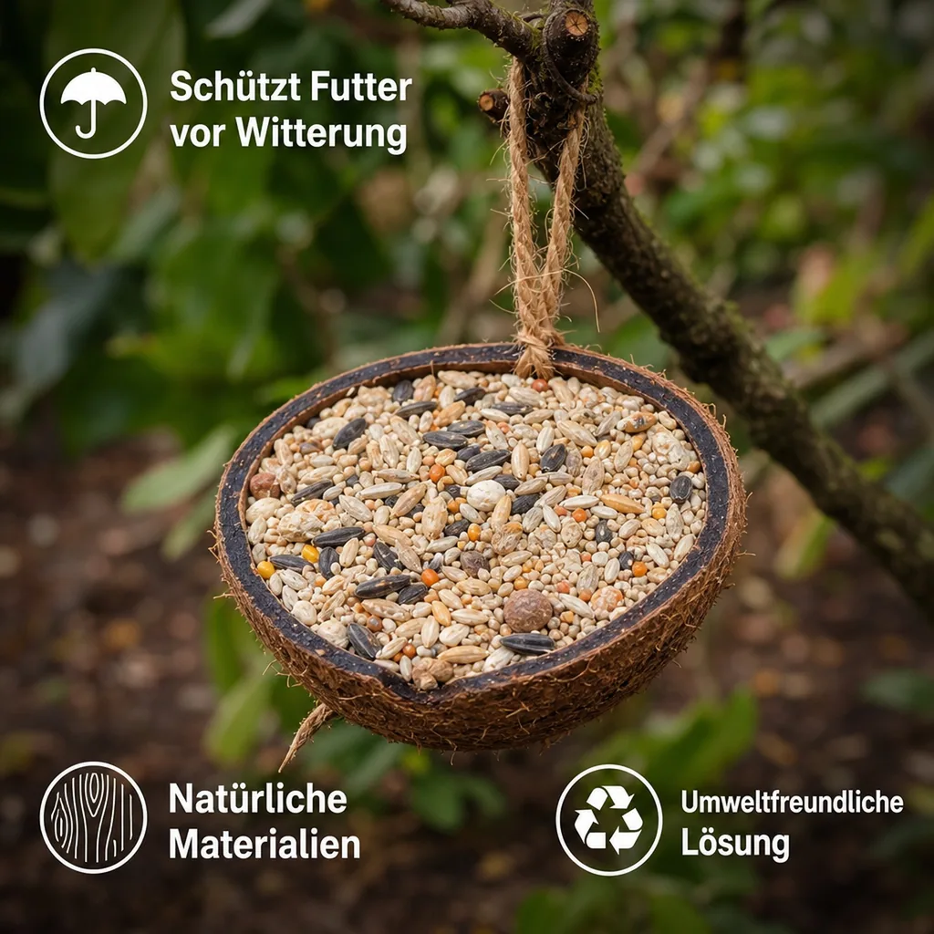 Wildvogelfutter 0.18kg Kokosnuss, Halbe Kokosnuss für Wildvögel