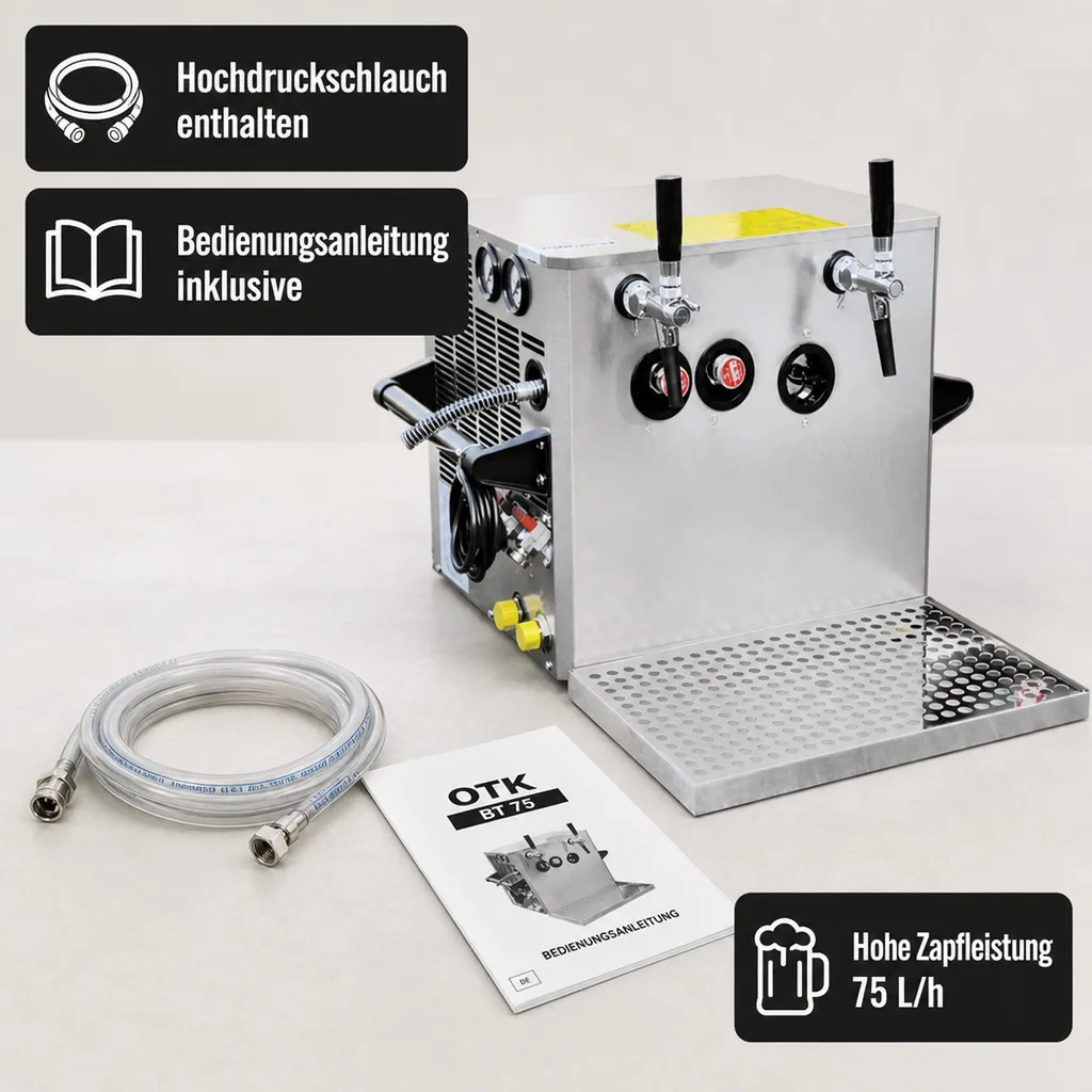 Verwendungsfertige Bier Zapfanlage, Bierzapfanlage - OTK BT 75 (75 L/h), Leitungsdurchmesser: 10 mm