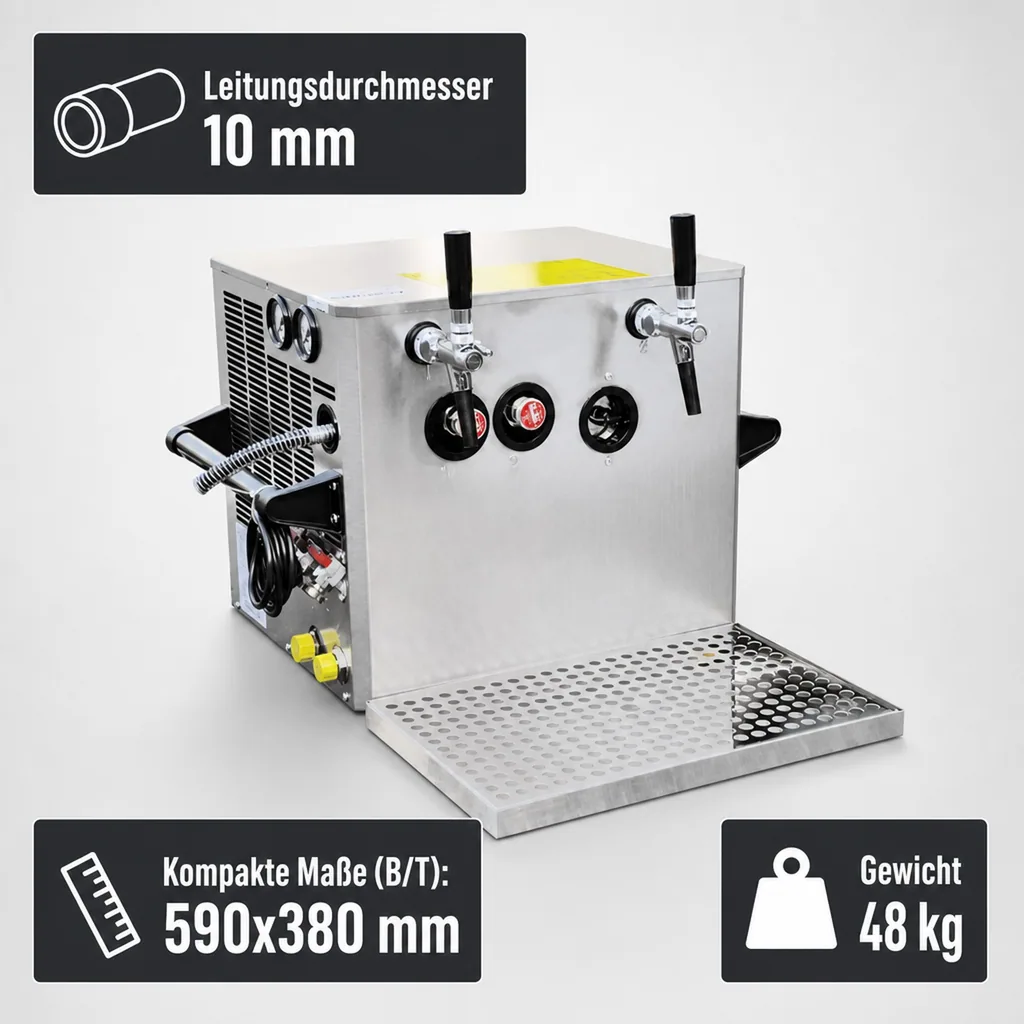 Verwendungsfertige Bier Zapfanlage, Bierzapfanlage - OTK BT 75 (75 L/h), Leitungsdurchmesser: 10 mm