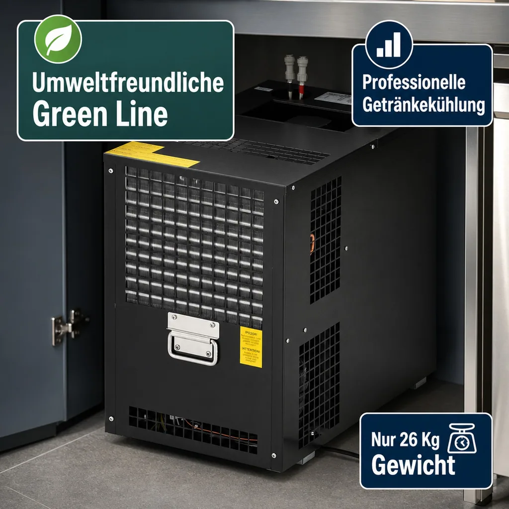 Zapfanlage, Bierzapfanlage AS-80, 2-leitig, Durchlaufkühler, Nasskühler - Untertheke, Green Line