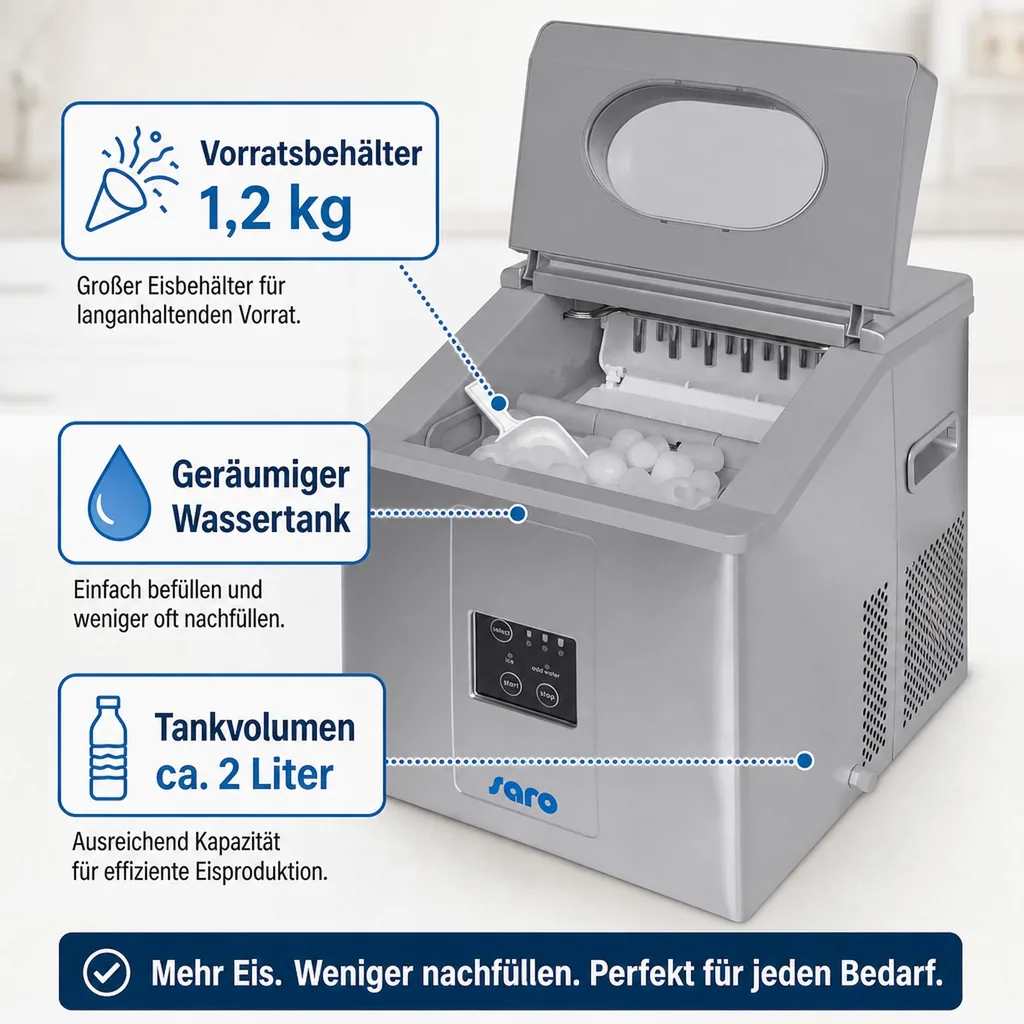 Eismaschine, Nuggeteisbereiter - Modell EB 15 mit Luftkühlung