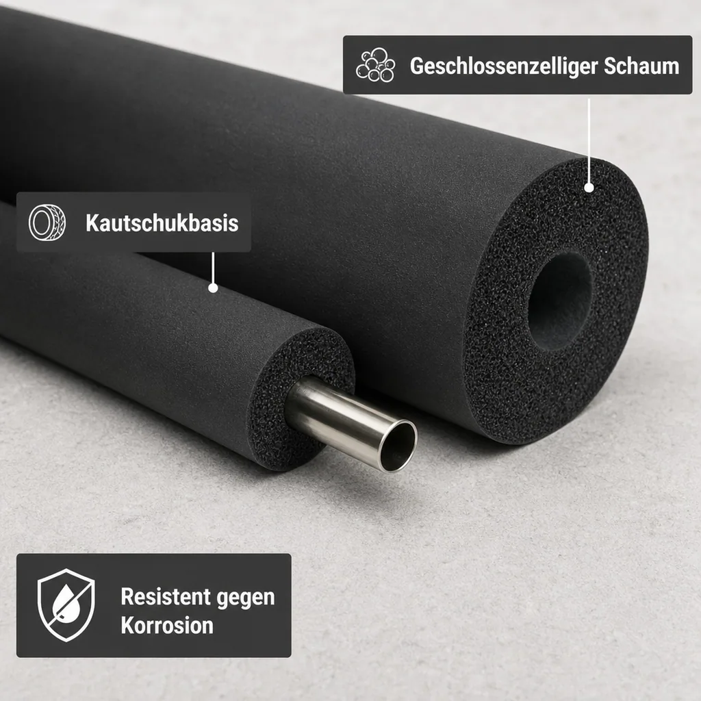 AEROFLEX® SH Pipe Insulation, Pipe Lagging - 2m, Flexible Insulation Material from Closed-Cell Foam Rubber Base, Black - 18 x 20 mm