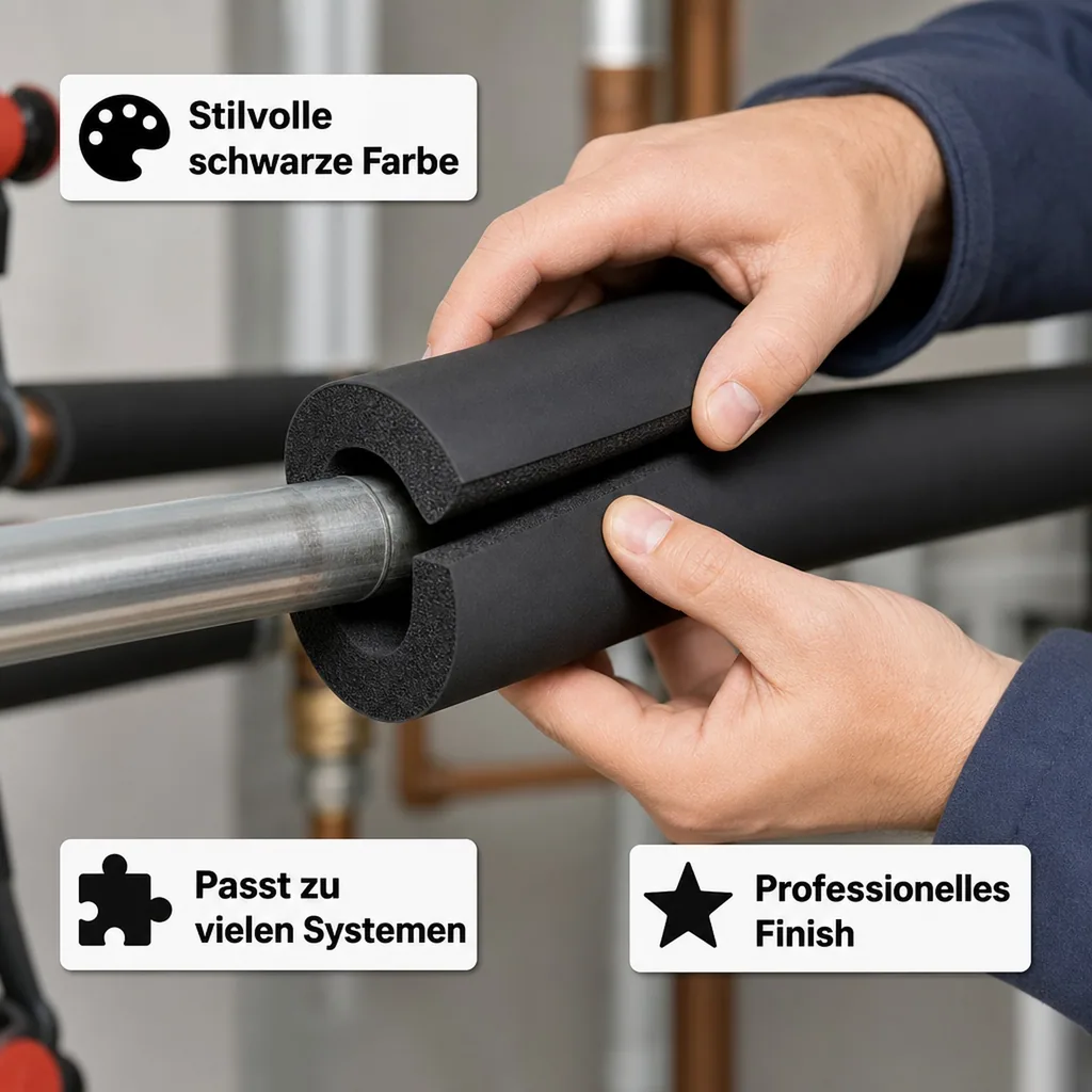 AEROFLEX® SH Pipe Insulation, Pipe Lagging - 2m, Flexible Insulation Material from Closed-Cell Foam Rubber Base, Black - 18 x 20 mm