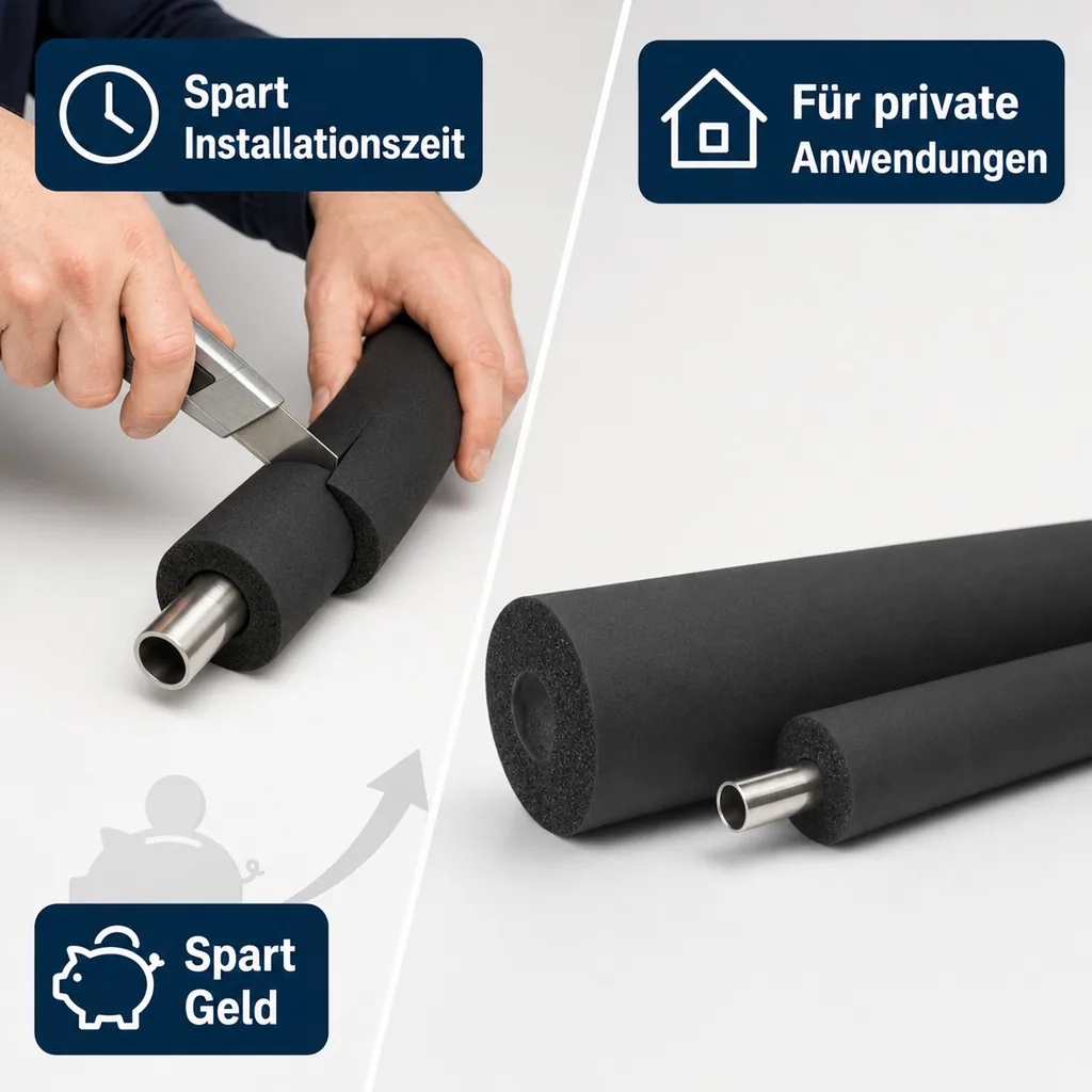 AEROFLEX® SH Pipe Insulation, Pipe Lagging - 2m, Flexible Insulation Material from Closed-Cell Foam Rubber Base, Black - 18 x 20 mm