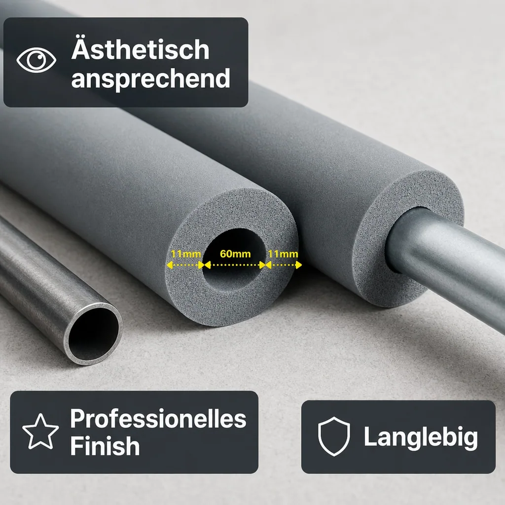 AEROFLEX® SH Rohrisolierung, Rohrdämmung - 2 m, flexibles Dämmmaterial aus geschlossenzelligem Schaumkautschuk, schwarz - 60 x 10 mm